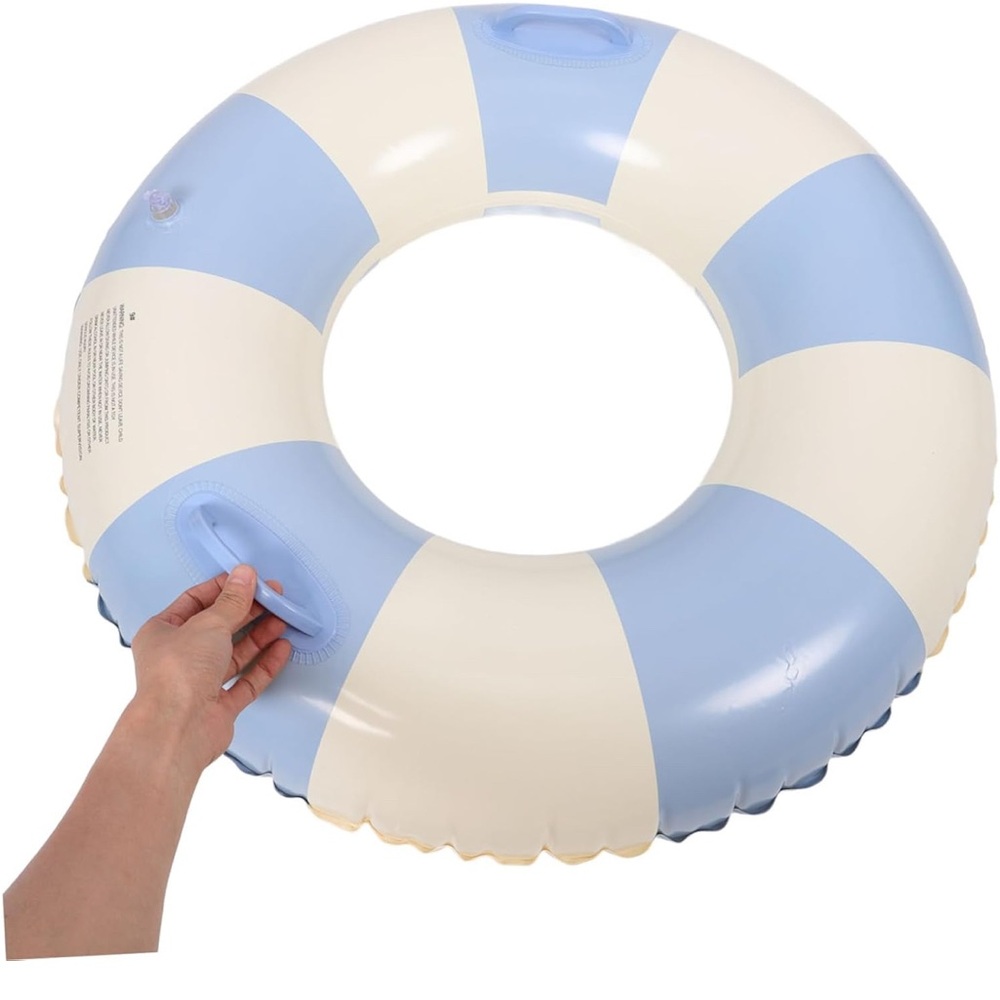 Vintage Blue and White Stripe Inflatable Swim Ring